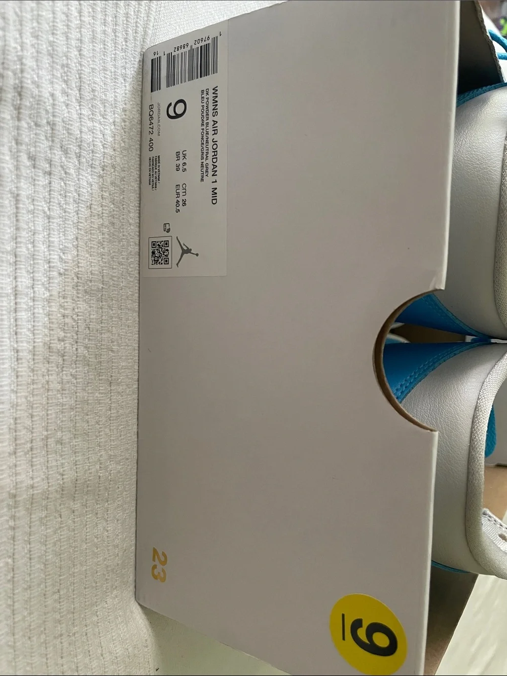 Nike Air Jordan 1 Mid White and Blue Leather Sneakers - Picture 4 of 5